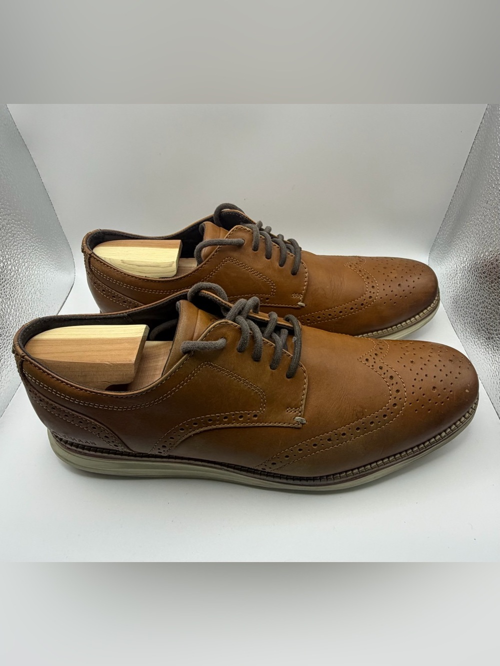 Cole Haan Tan Leather Brogue Derby Shoes